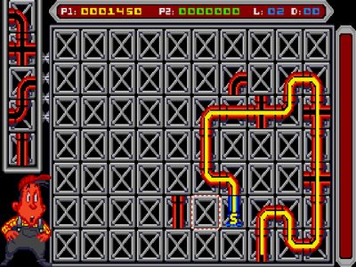 Screenshot of the DOS version of Pipemania
